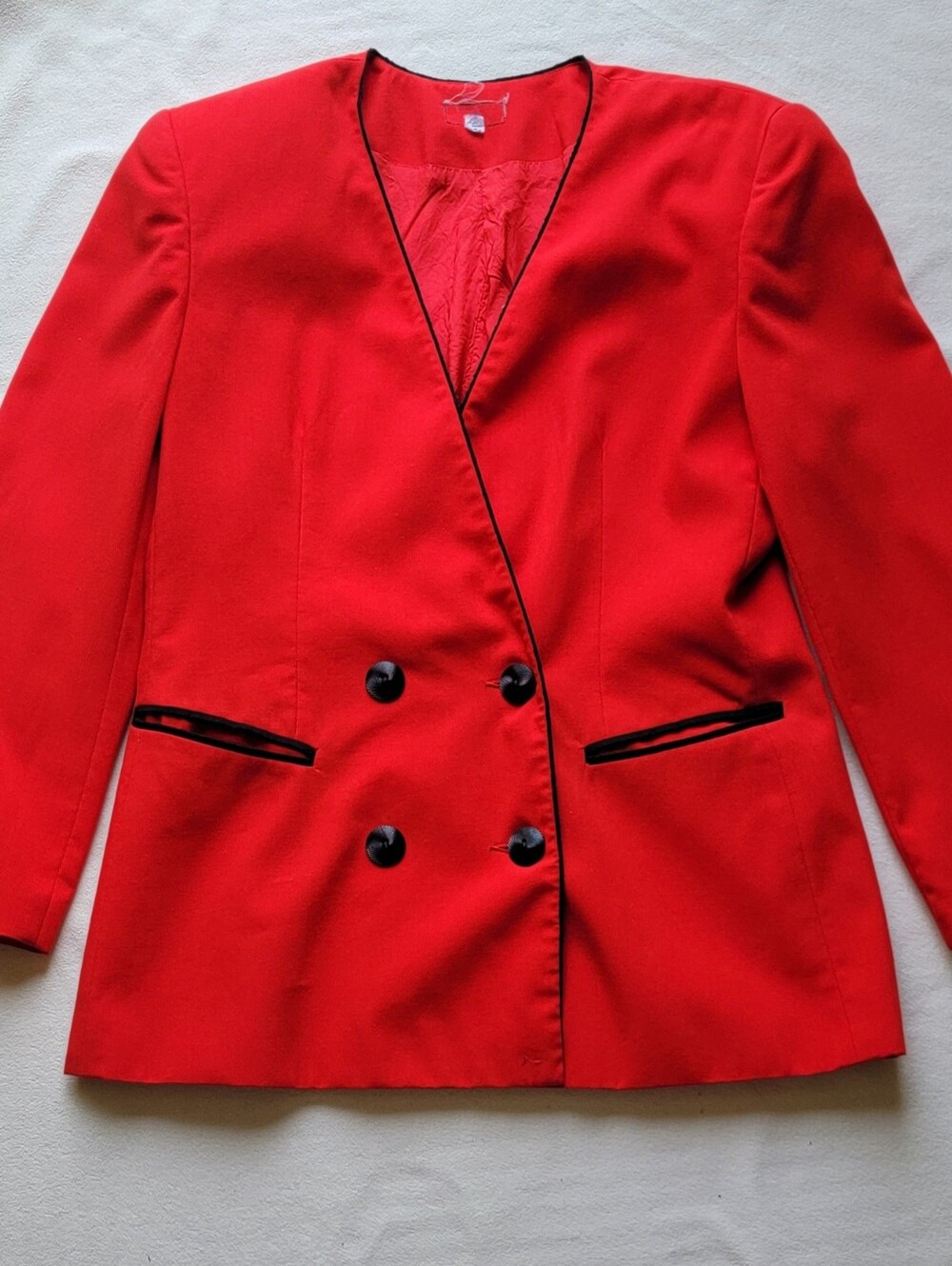 Red Double-Breasted Women's Blazer Jacket - Vintage